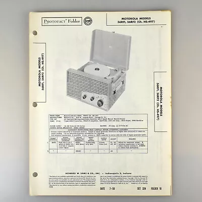 Motorola 56RF1 56RF2 Record Player Radio SAMS Photofact Service Manual 324-10 • $9.95