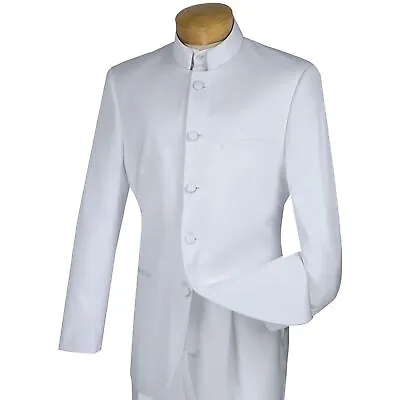 BIG & TALL Men's White Mandarin Collar 5 Button Classic Fit Tuxedo Suit NWT • $110