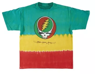 GRATEFUL DEAD-RASTA SYF-Steal Your Face Tri TIE DYE T-SHIRT M-L-XL-2X RARE-LMTD • $18.69