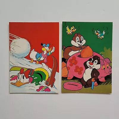 2 X Vintage 1980s Walt Disney Postcards Donald Duck Daisy Duck Chip N Dale • £6