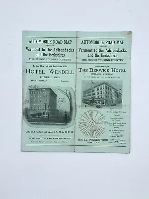 Vintage Early 1900's Automobile Road Map To The Adirondacks & Berkshires • $18.50