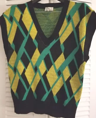 L. LYNCH Men's Sweater Vest Size XL Pullover Vintage USA  Argyle Style • $14