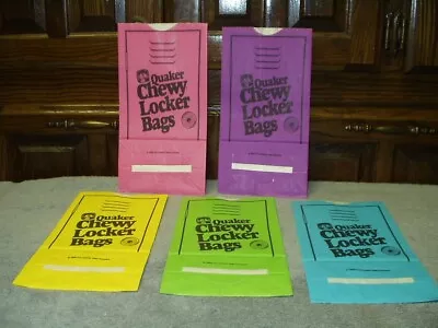 Premium Promo QUAKER CHEWY LOCKER BAGS 1989 New 5 Lunch Bags QUAKER OATS CEREAL • $3.25