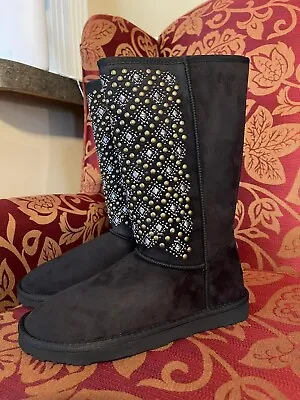 Montana West  Cowgirl Winter Boots Cowboy Ladies Western BLACK Boots Size 7 • $50