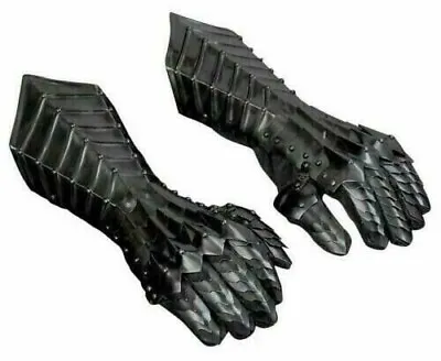 Black Antique Nazgul Gauntlets Steel Medieval Armor Gloves Crusader LARP Gaunt • $69.25