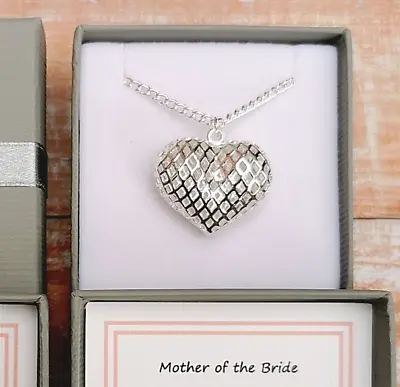 Personalised Thank You Bridesmaid Gift Keepsake Silver Plated Heart Necklace • £5.90