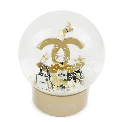 Authentic CHANEL Glass Snow Globe Snow Dome 2023 Novelty Champagne Gold Used F/S • $517