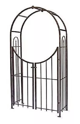 Black Metal Arched Top Garden Arch With Double Gates • £249