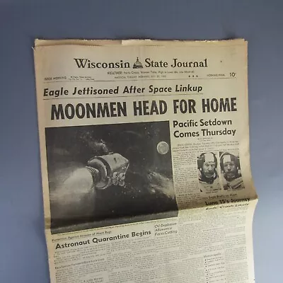 Wisconsin State Journal Vintage Newspaper 1969 Moon Landing July 22 Moonmen Home • $13