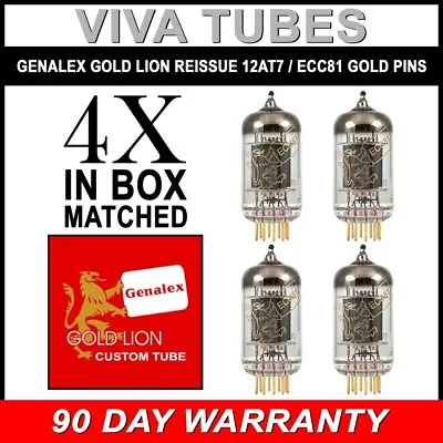 New Gain Matched Quad (4) Genalex Reissue 12AT7 ECC81 Vacuum Tubes GOLD PINS • $268.85