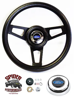 1970-1979 Ranchero Steering Wheel BLUE OVAL 13 3/4  BLACK SPOKE  • $159.95