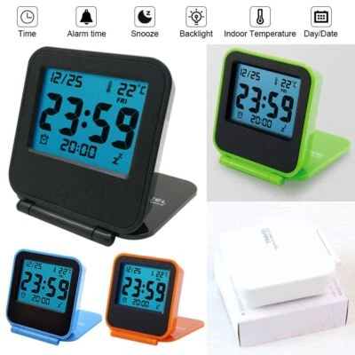 $19.43 • Buy Portable Folding LED Digital Alarm Clock Calendar Night Light Number Clock