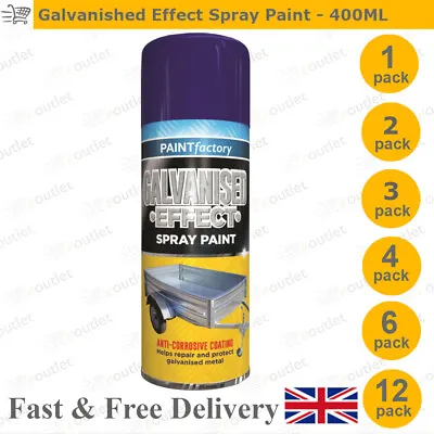 Galvanised All Purpose Spray Paint For Metal Wood Plastic Aerosol 400ml • £6.49