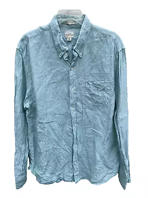 J. Crew Baird McNutt Irish Linen Button Front Shirt Men's XL Slim Fit Green • $19.80