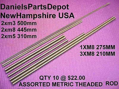 ASSORTED METRIC THREADED ROD M8 445 275 210  M5 310 M3 500mm STAINLESS STEEL • $22