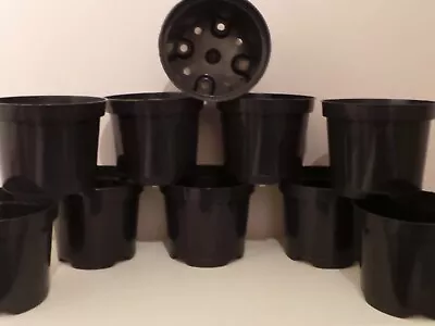 £9.99 • Buy 15 X 2 LTR LITRE  (17cm) BLACK PLASTIC RIGID PLANT POTS ..USED…