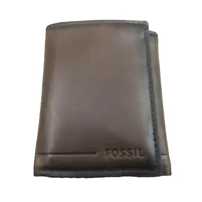 Fossil Allen RFID Trifold Dark Brown Leather Mens Wallet NEW SML1550201 • $34.95