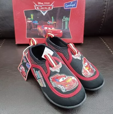 DISNEY CARS WATER SOCK  SHOES SLIP ON~LIGHTNING MCQUEEN~Black Red~Kids 9 1/2~NIB • £19.76