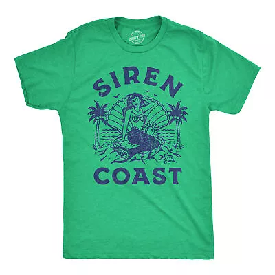 Mens Siren Coast T Shirt Funny Tropical Mermaid Beach Lovers Tee For Guys • $9.50