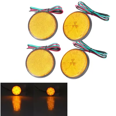 4X 24LED Round Reflectors Tail Brake Stop Marker Light Lamp For Motorcycle Amber • $14.02