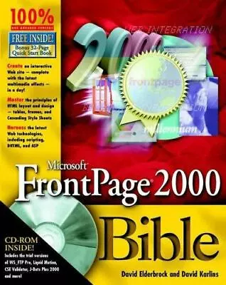 Microsoft FrontPage 2000 Bible [With *] By Elderbrock David; Karlins David • $5.43