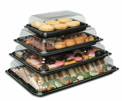 £16.99 • Buy 6X Mix Set Party Platters Sandwich Trays With Lids For Food Snacks Buffet Caters