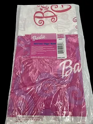 Barbie Birthday Girl Paper Tablecloth 7 Ft Long TableCover Pink Party Tea VTG • $9.21