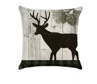 Deer Woods  Cabin Lodge Hunting Rustic Man Cave Throw PILLOW COVER Home Decor • $13.08