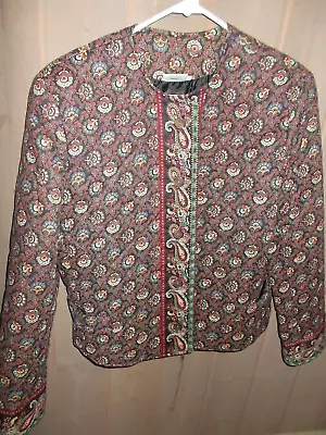 Vintage Vera Bradley Colette Black & Multicolor Quilted Jacket Blazer Sz Medium • $48.99