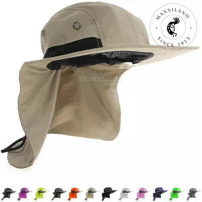 Boonie Snap Hat For Men Wide Brim Ear Neck Cover Sun Flap Bucket Hats Outdoors • $9.95