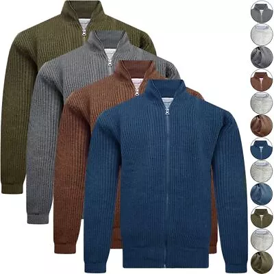 Ex-M&S Mens Sherpa Fleece Lined Chunky Ribbed Knitted Zip Thick Weaved Cardigan • £19.99