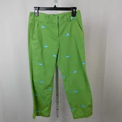 J. Crew Women's Favorite Fit Embroidered Whale Cropped Pants - 2 Green #9250 • $15