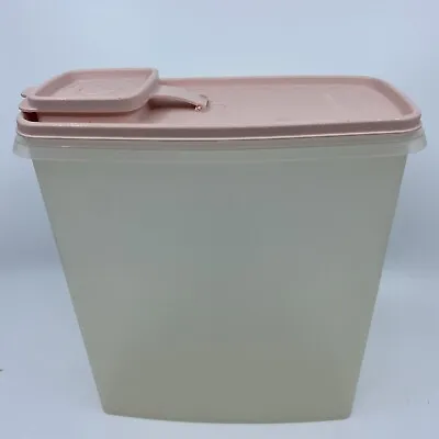 Vintage Tupperware Cereal Canister 9 3/4  Tall #1588-7   W/Pink Lid #1589-8 • $11.99