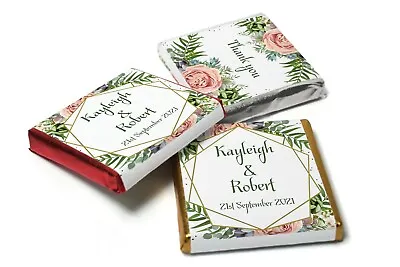 Floral Wedding Chocolates Personalised Favours Neapolitan Chocolates Green V10 • £4