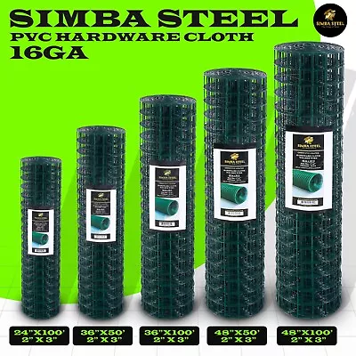 Hardware Cloth 16 GA GREEN Vinyl Coated Welded Wire Mesh Many Sizes -SIMBA STEEL • $68