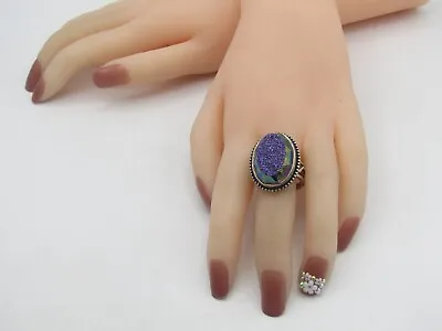 COLLEEN LOPEZ MYSTIC QUARTZ DRUZY RING Sterling Sil 925 Size 9-11 ADJ NWOT RG16 • $30.79