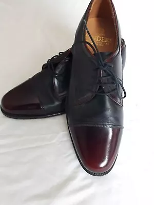 Men Sanders Shoes Black / Oxblood Cherry Semi Brogues UK 7 Made In England • £44