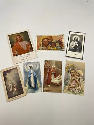 7 Vintage Catholic Prayer Cards (found In A 1953 Holy Bible) • $6