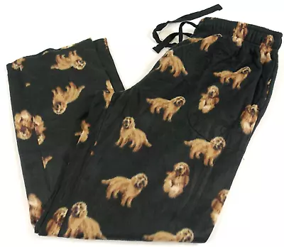Cuddl Duds Cozy Fleece Pajama Pants Men Medium Pockets Elastic Waist Dog Black • $19.99