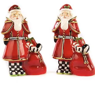 Mackenzie Childs Santa Salt And Pepper Shaker Set New In Gift Box • $48