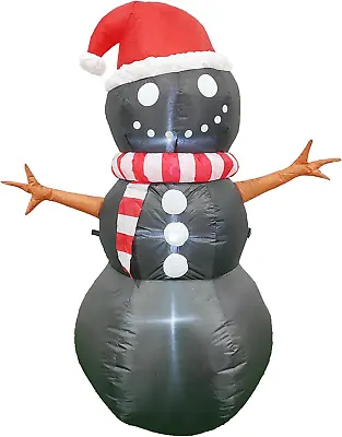 Christmas Decorations 5 FT Black Inflatable Snowman With Christmas Hat Unique Ho • $54.99