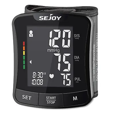 Sejoy Digital Wrist Blood Pressure Monitor Automatic Bp Cuff Backlit Machine • £11.89