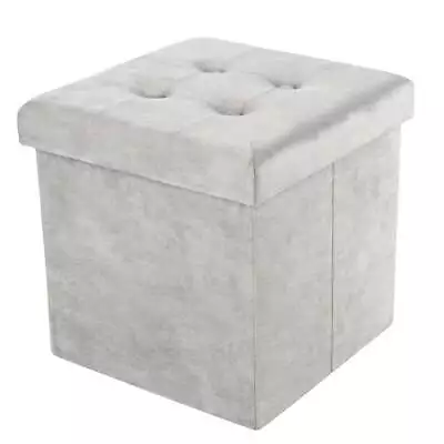 15-inch Velvet Tufted Storage Ottoman Footrest Or Linen Chest Gray • $26