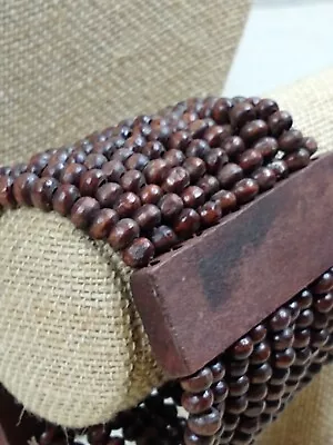 Vintage Multi-Strand Wood Bead Stretch Bracelet - 3.5  - Brown • $7