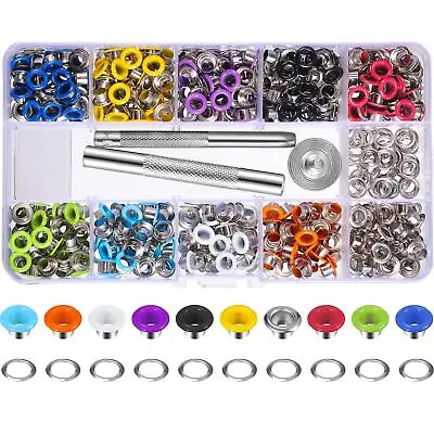 400 Sets 3/16 Inch Multi-Color Grommets Kit Metal Eyelets With Installation T • $18.22