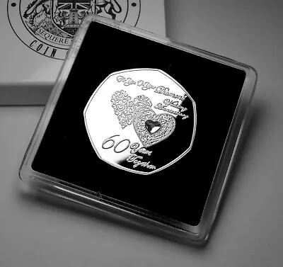 £12.99 • Buy Your 60th DIAMOND WEDDING ANNIVERSARY Silver Commemorative. Gift Case. Gem. 60