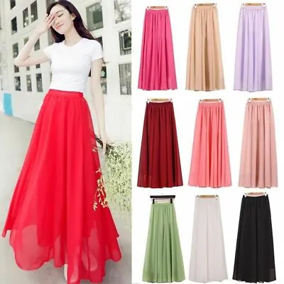  Korean Maxi Skirt Summer Fashion Elegant Long High Waist Pleated Vintage Style  • $22.86