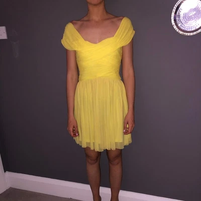 £5 • Buy TOPSHOP Yellow Cami Ruched Mesh Dress Size 8