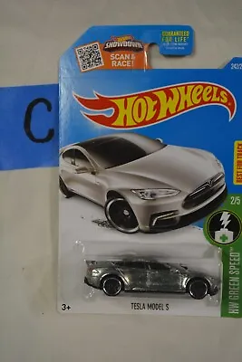 2016 Hot Wheels #242 Tesla Model S Zamac - HW Green Speed • $13.35