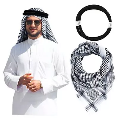 Arab Shemagh Muslim Keffiyeh Head Wrap Scarf Tactical Desert Black And White • $35.18